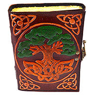 Tree of Life aged looking paper leather w/ latch 4 1/2" x 6 1/2" - Unlined