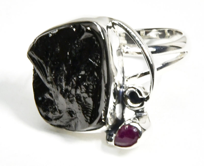 Size 8 Ruby Shungite ring