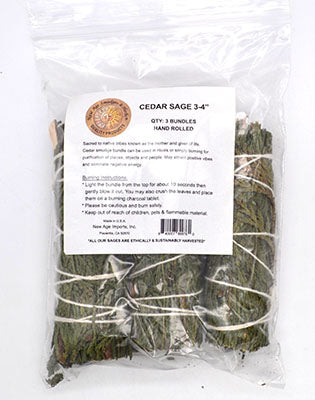 (set of 3) Cedar smudge stick 4"