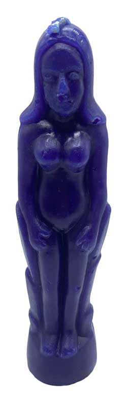 Blue Female figure candle 7"