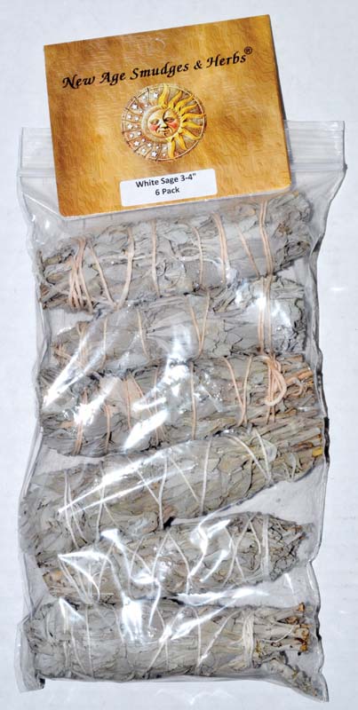 (set of 6) White Sage smudge stick 3"+