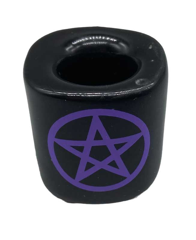 Pentagram Black ceramic chime candle holder