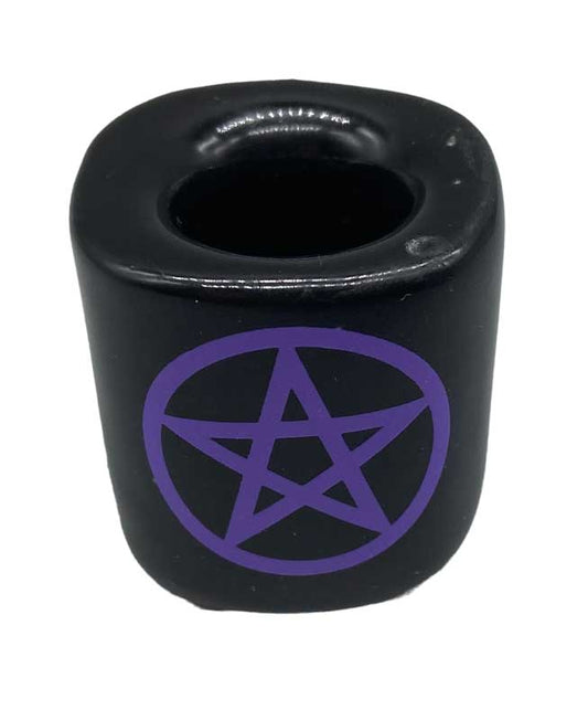 Pentagram Black ceramic chime candle holder