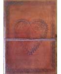 5 5" x 7" Heart leather blank book w/cord