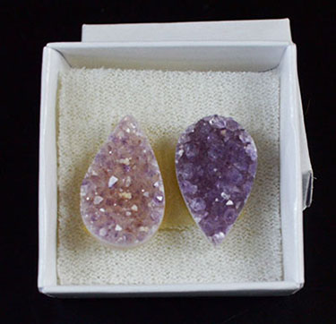 3/4" Amethyst Tear druse cabochon pair
