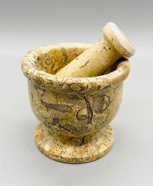 Small 2 1/2" Fossil Coral mortar and pestle set