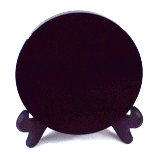 10cm Black Obsidian scrying mirror W/ stand