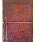 5" x 7" Triple Moon Pentagram leather blank book w/cord