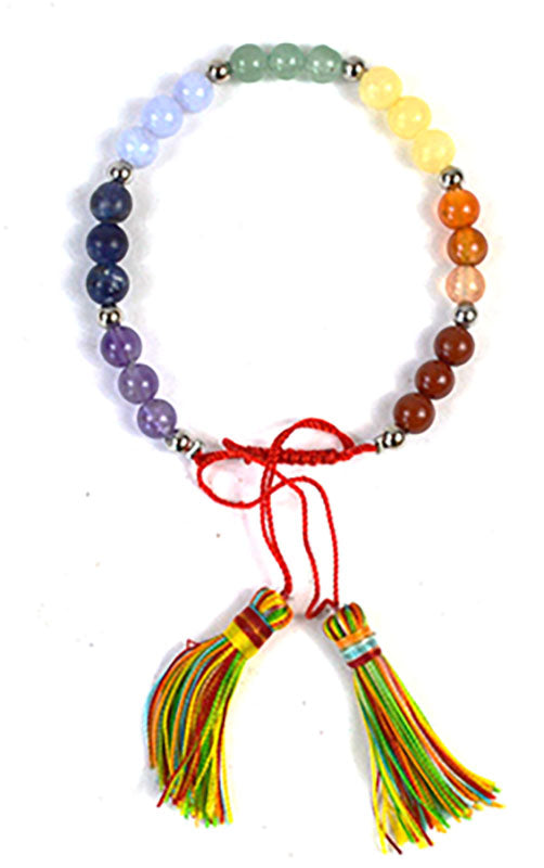 6mm 7 Chakra with Tassel Bracelet