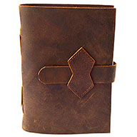 Brown Leather Journal w/ strap 4 1/2" x 6 1/2" - 240 pages - Unlined