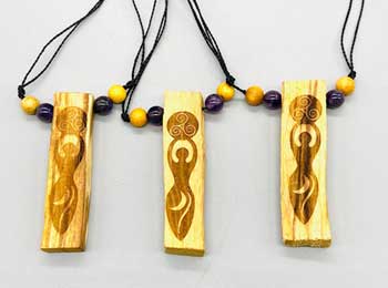 (set of 3) Goddess Palo Santo W Amethyst Necklace