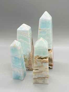 3-5" (4-4/pk) Caribbean Calcite obelisk