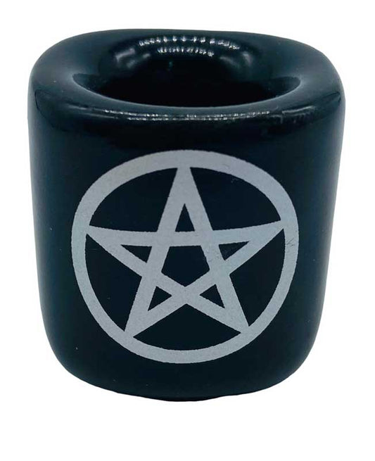 Pentagram Black ceramic chime candle holder